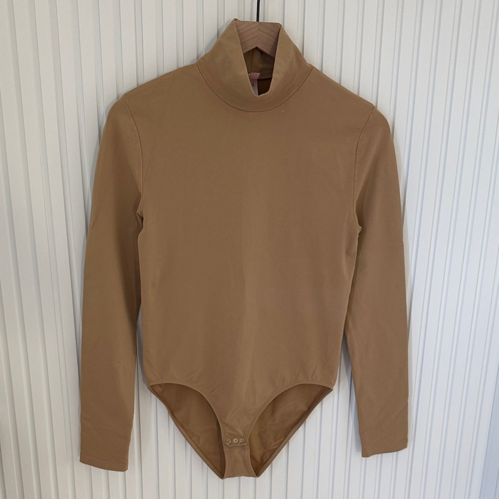 Tan Long Sleeve Turtleneck Bodysuit